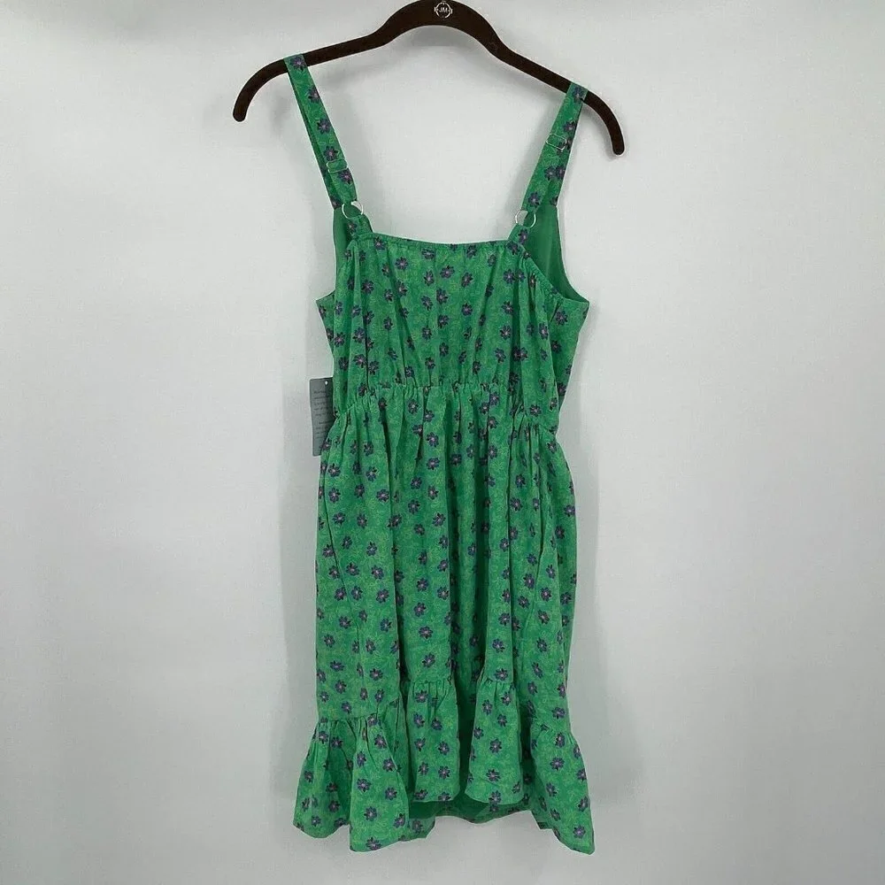 Melloday Womens Dress S Green Multi Floral V Neck Sleeveless Lined Sundress New